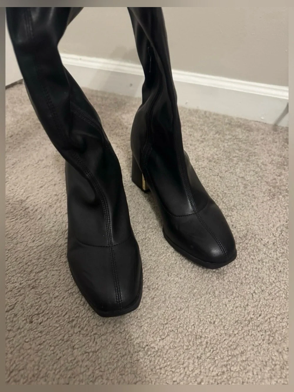 Alfani Black Nanda Square Toe Block Heel Boots